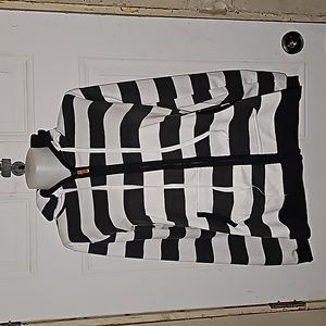 Ladies black and white striped zip front hoodie size medium